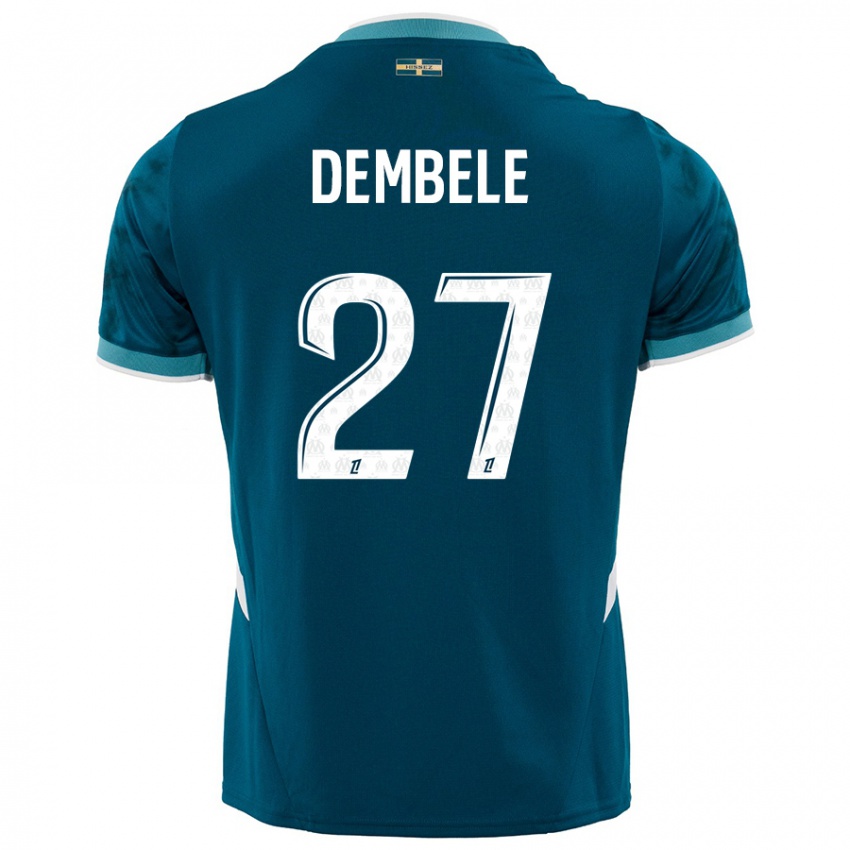 Niño Camiseta Coumba Dembélé #27 Azul Turquesa 2ª Equipación 2024/25 La Camisa Chile