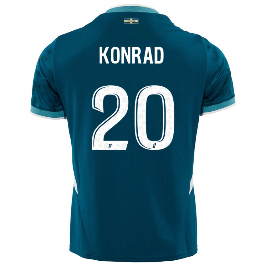 Niño Camiseta Konrad De La Fuente #20 Azul Turquesa 2ª Equipación 2024/25 La Camisa Chile