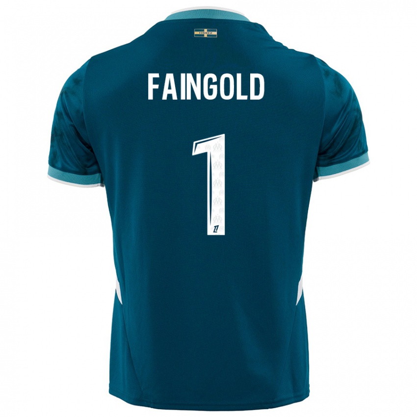 Niño Camiseta Abbie Faingold #1 Azul Turquesa 2ª Equipación 2024/25 La Camisa Chile