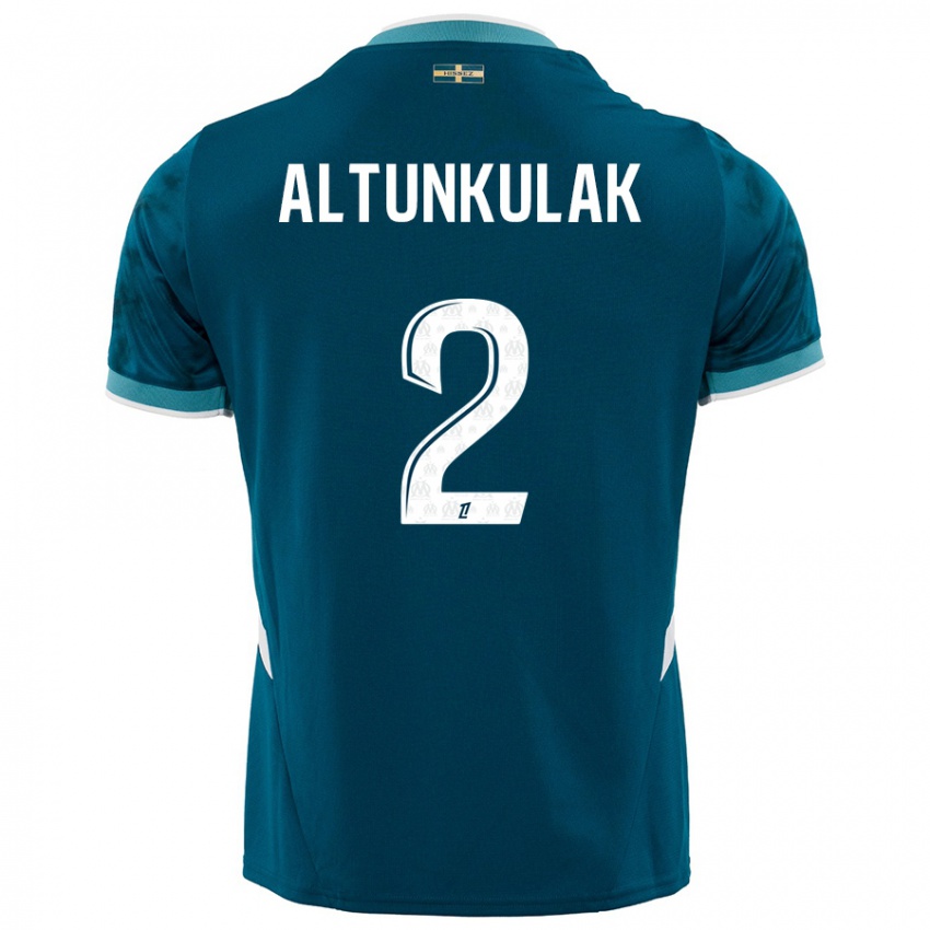 Niño Camiseta Selen Altunkulak #2 Azul Turquesa 2ª Equipación 2024/25 La Camisa Chile