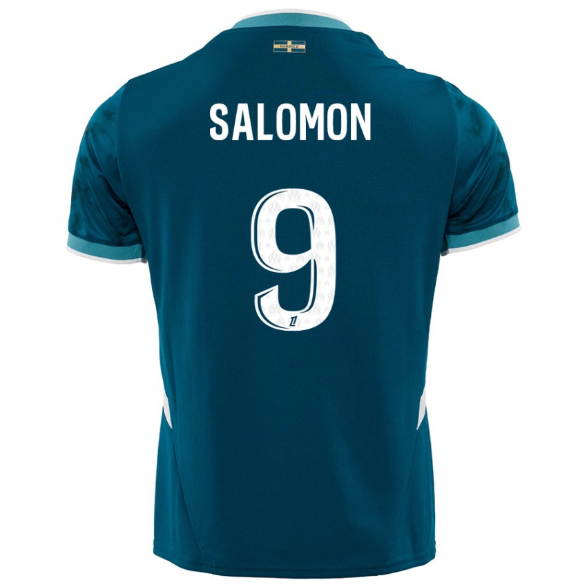 Niño Camiseta Maeva Salomon #9 Azul Turquesa 2ª Equipación 2024/25 La Camisa Chile