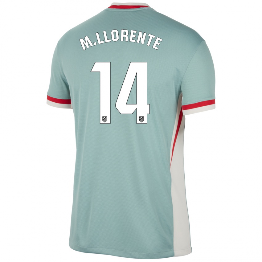 Niño Camiseta Marcos Llorente #14 Beige Claro Azul 2ª Equipación 2024/25 La Camisa Chile