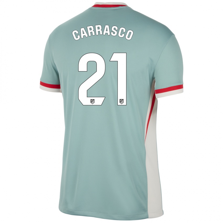 Niño Camiseta Yannick Carrasco #21 Beige Claro Azul 2ª Equipación 2024/25 La Camisa Chile