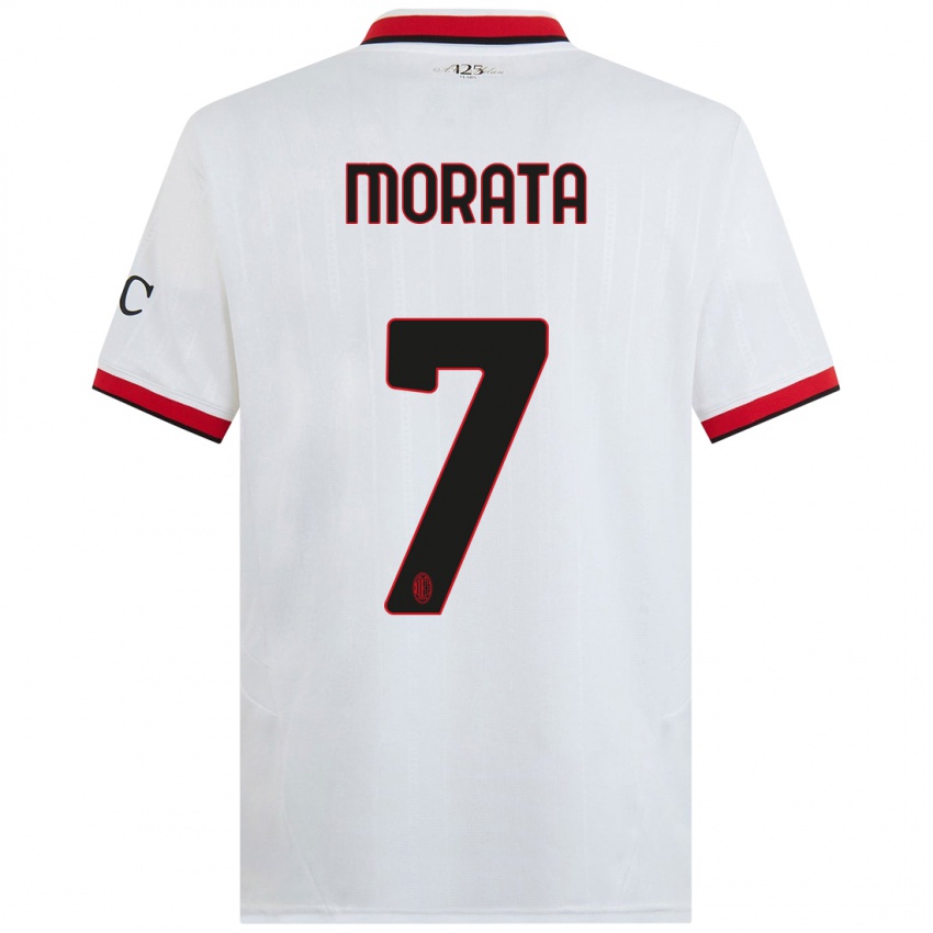 Niño Camiseta Alvaro Morata #7 Blanco Negro Rojo 2ª Equipación 2024/25 La Camisa Chile