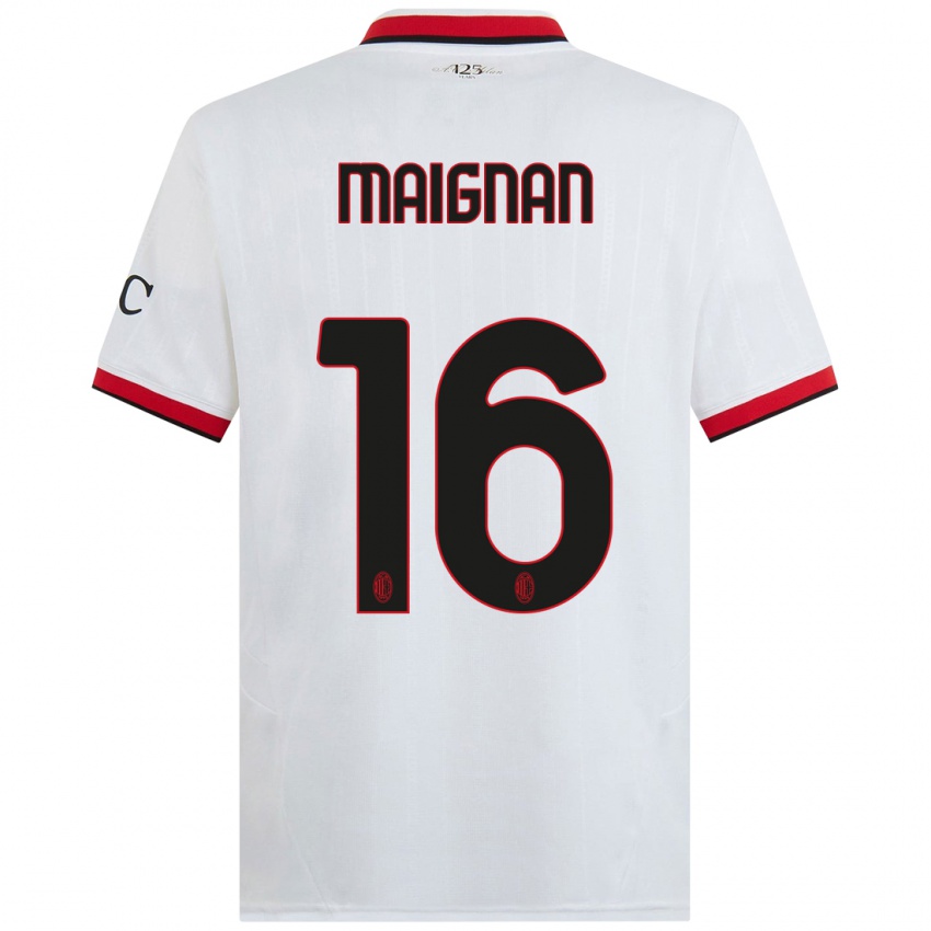 Niño Camiseta Mike Maignan #16 Blanco Negro Rojo 2ª Equipación 2024/25 La Camisa Chile