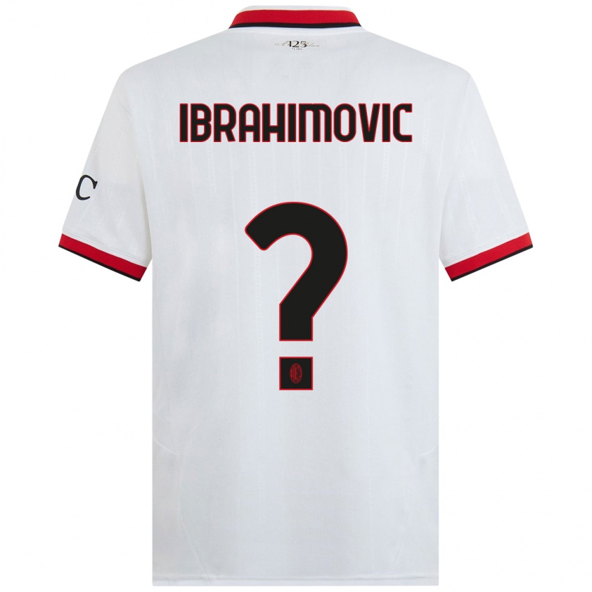 Niño Camiseta Vincent Ibrahimovic #0 Blanco Negro Rojo 2ª Equipación 2024/25 La Camisa Chile