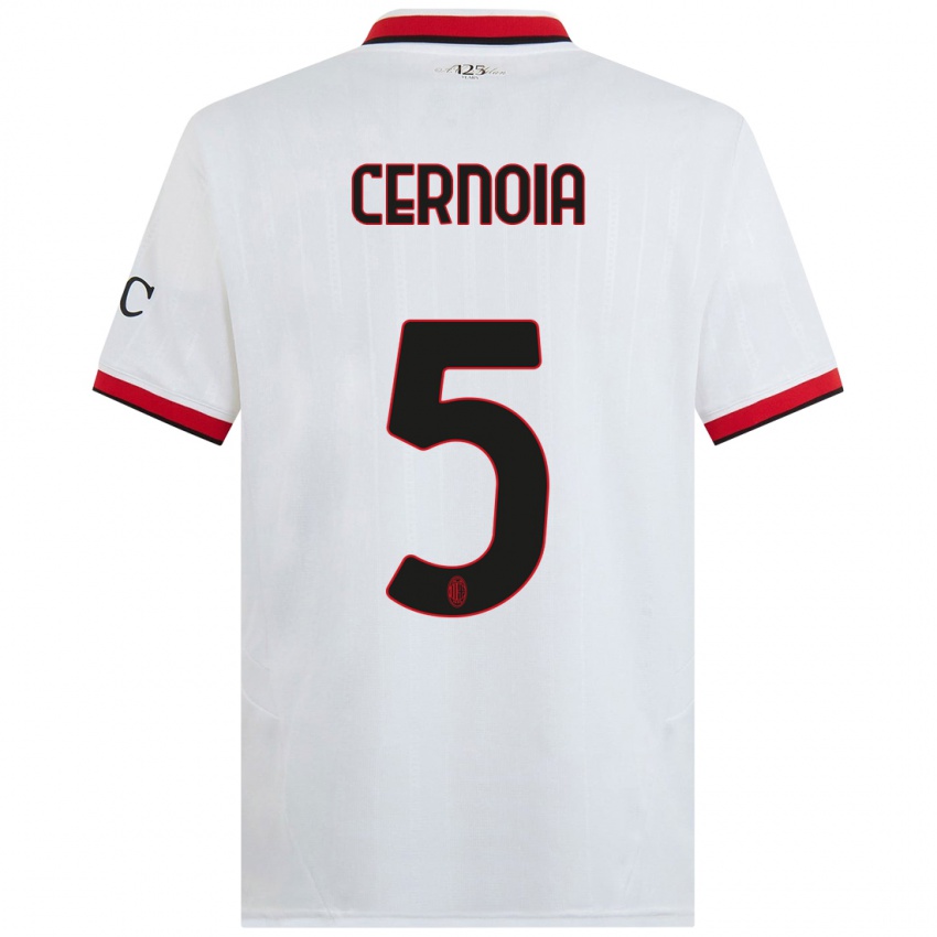 Niño Camiseta Valentina Cernoia #5 Blanco Negro Rojo 2ª Equipación 2024/25 La Camisa Chile