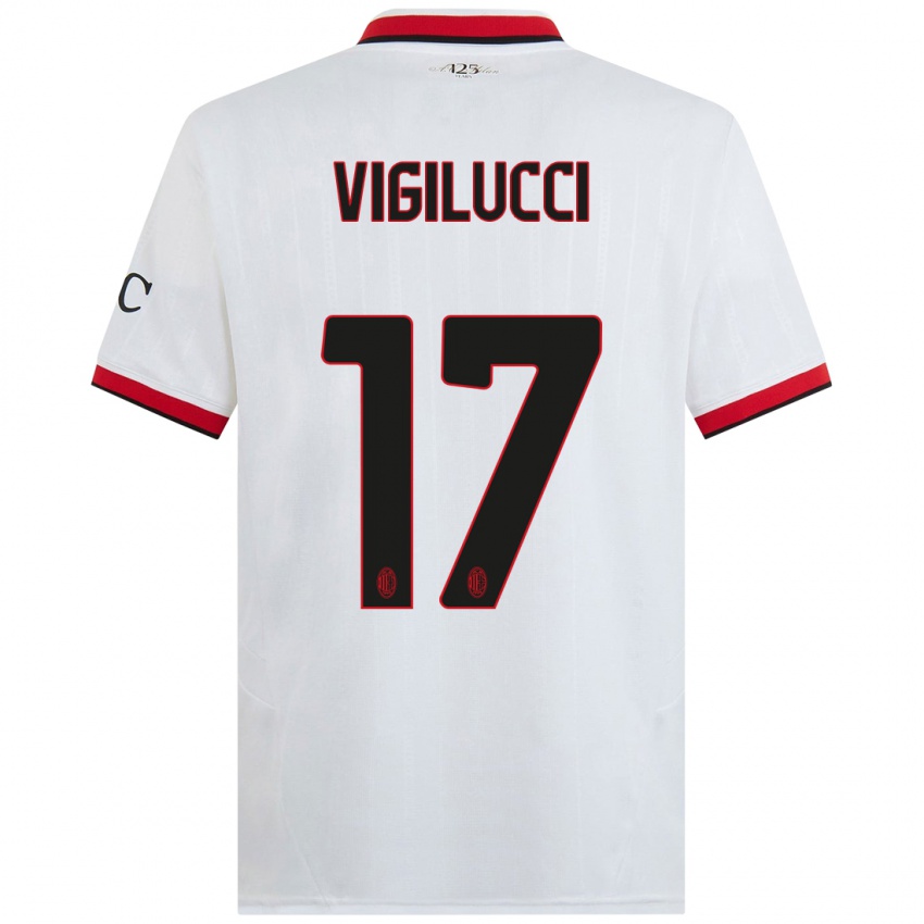 Niño Camiseta Valery Vigilucci #17 Blanco Negro Rojo 2ª Equipación 2024/25 La Camisa Chile