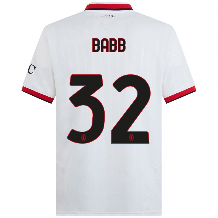 Niño Camiseta Selena Delia Babb #32 Blanco Negro Rojo 2ª Equipación 2024/25 La Camisa Chile