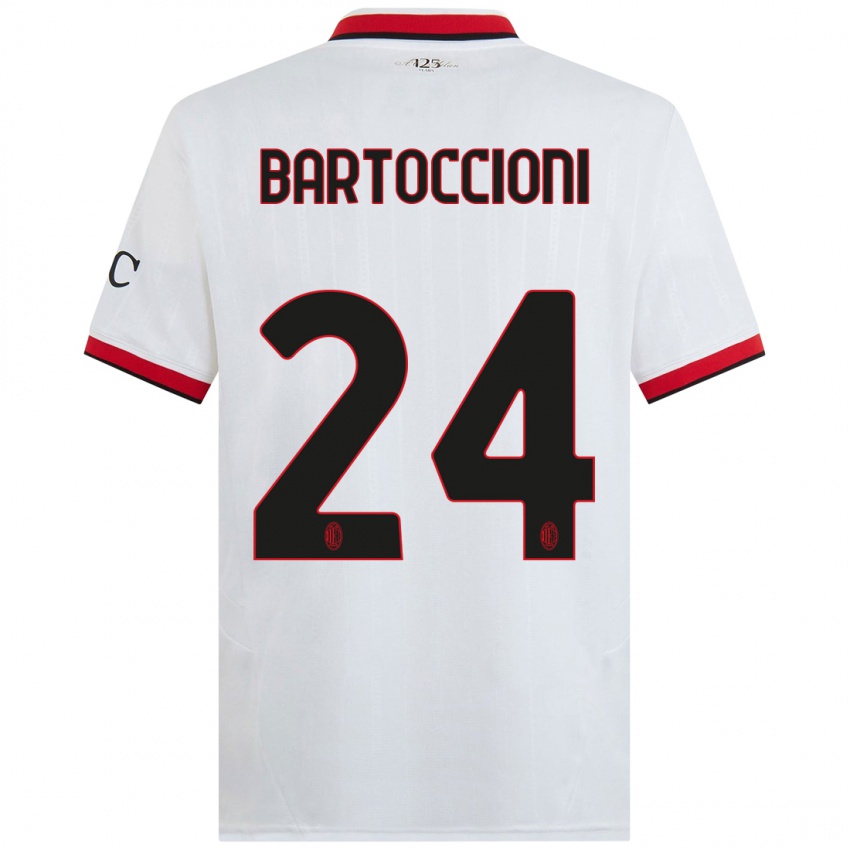 Niño Camiseta Andrea Bartoccioni #24 Blanco Negro Rojo 2ª Equipación 2024/25 La Camisa Chile