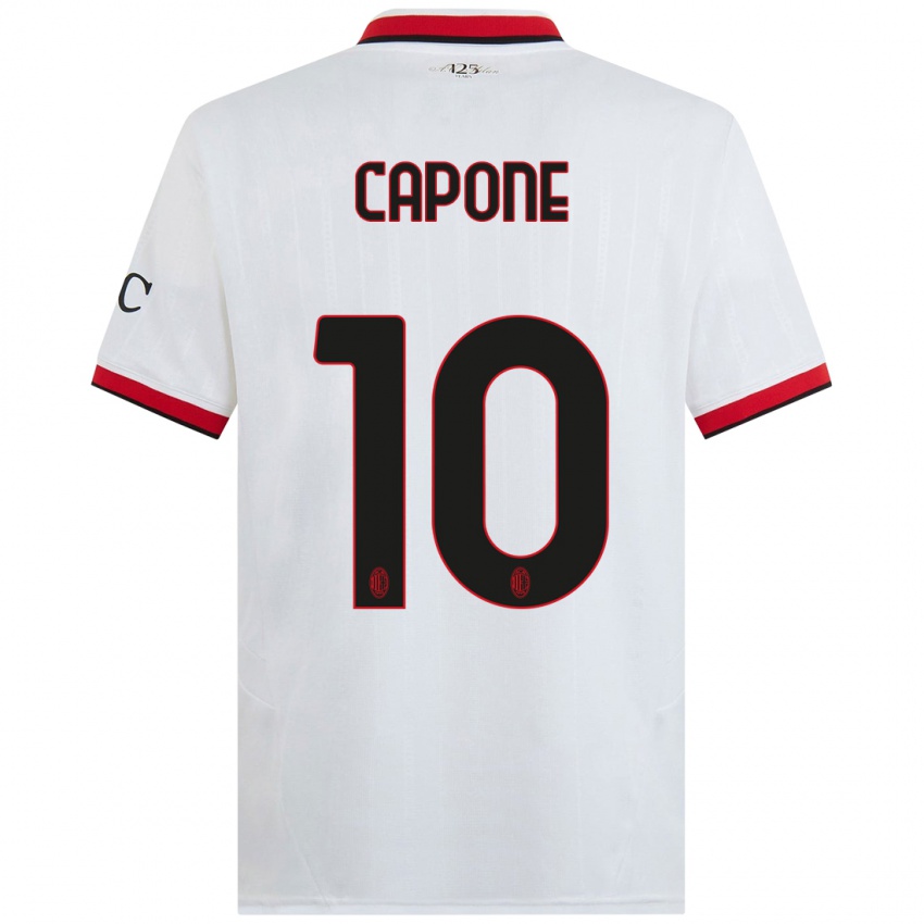 Niño Camiseta Andrea Capone #10 Blanco Negro Rojo 2ª Equipación 2024/25 La Camisa Chile