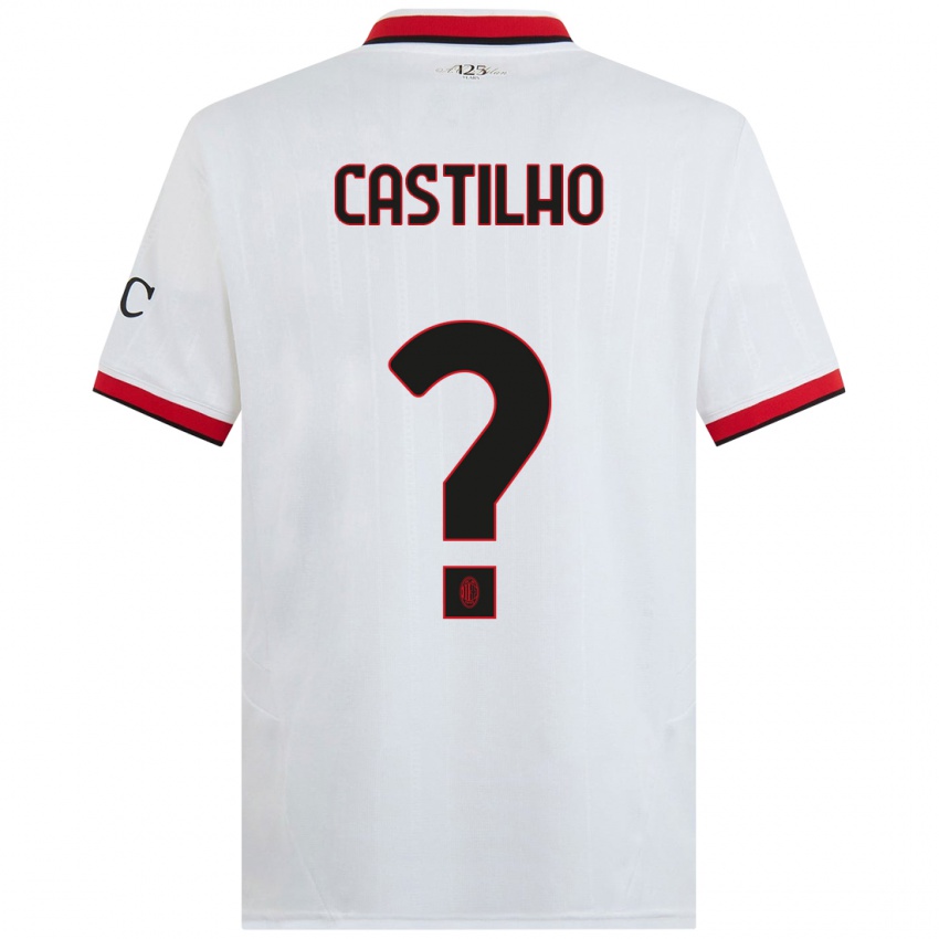 Niño Camiseta Estevan Amaral Castilho #0 Blanco Negro Rojo 2ª Equipación 2024/25 La Camisa Chile