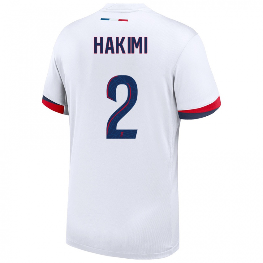 Niño Camiseta Achraf Hakimi #2 Blanco Azul Rojo 2ª Equipación 2024/25 La Camisa Chile