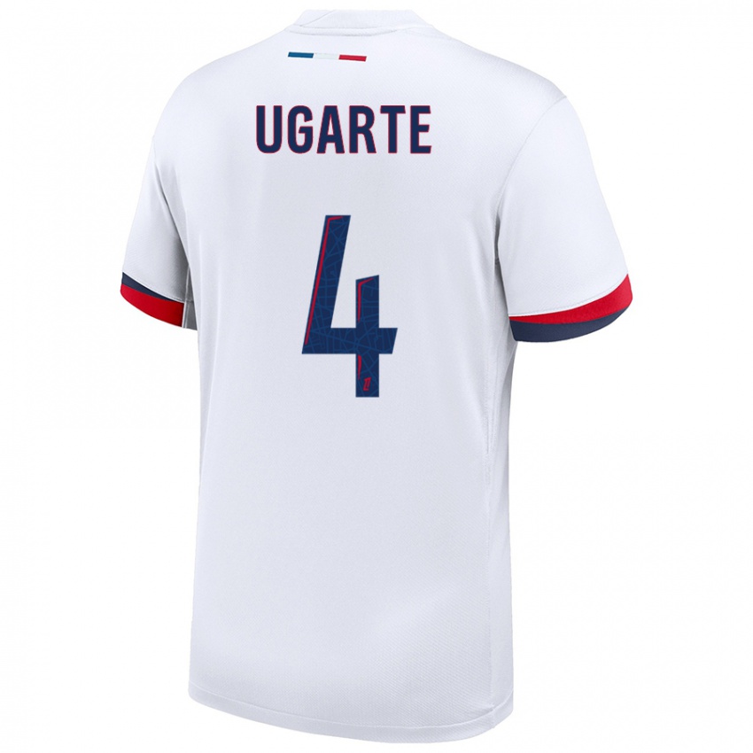 Niño Camiseta Manuel Ugarte #4 Blanco Azul Rojo 2ª Equipación 2024/25 La Camisa Chile