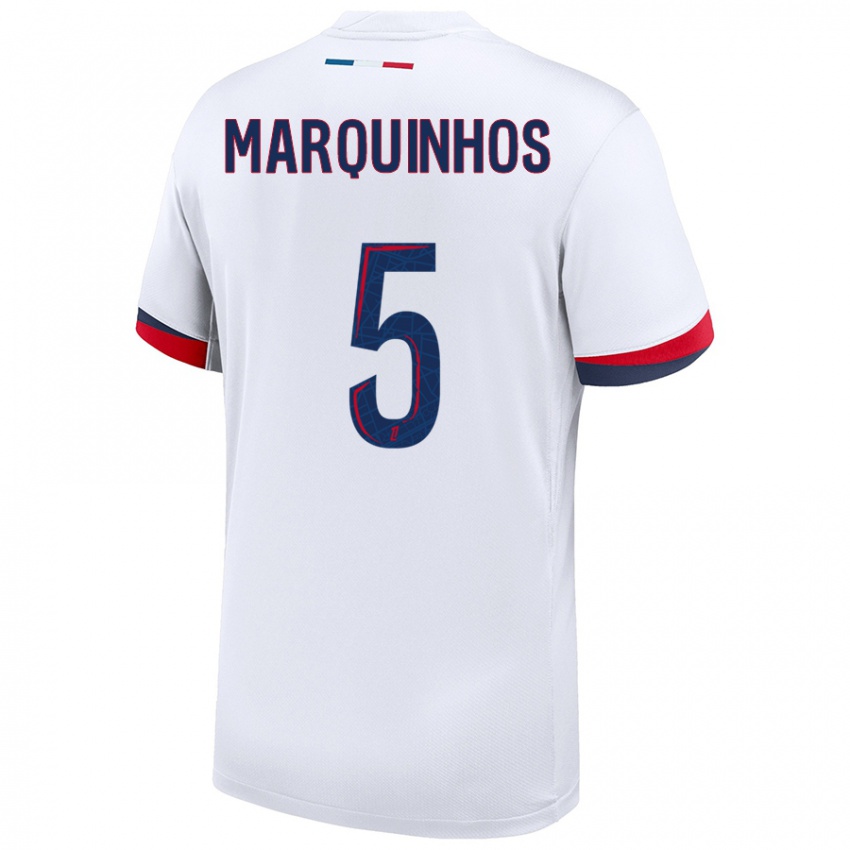 Niño Camiseta Marquinhos #5 Blanco Azul Rojo 2ª Equipación 2024/25 La Camisa Chile