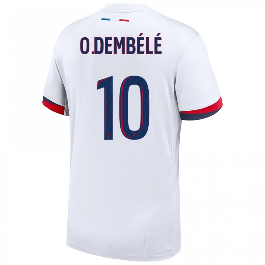 Niño Camiseta Ousmane Dembélé #10 Blanco Azul Rojo 2ª Equipación 2024/25 La Camisa Chile