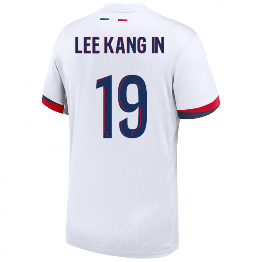 Niño Camiseta Kang-In Lee #19 Blanco Azul Rojo 2ª Equipación 2024/25 La Camisa Chile