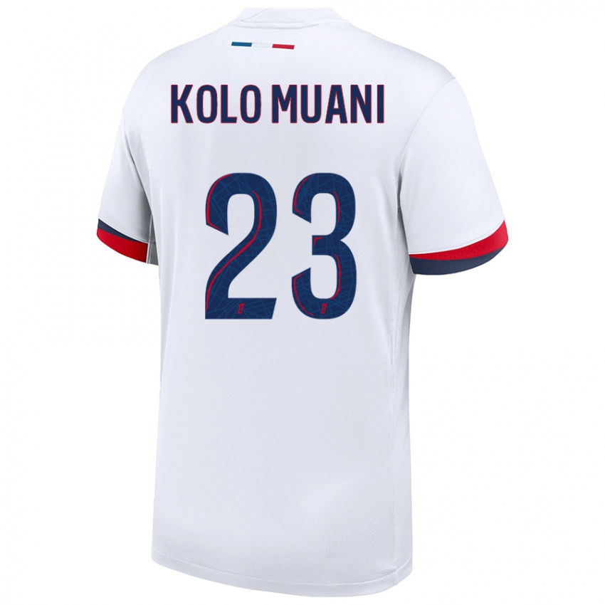 Niño Camiseta Randal Kolo Muani #23 Blanco Azul Rojo 2ª Equipación 2024/25 La Camisa Chile