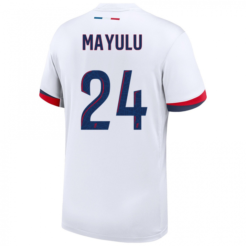 Niño Camiseta Senny Mayulu #24 Blanco Azul Rojo 2ª Equipación 2024/25 La Camisa Chile