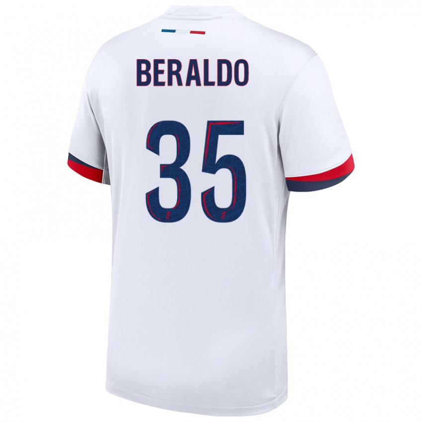 Niño Camiseta Lucas Beraldo #35 Blanco Azul Rojo 2ª Equipación 2024/25 La Camisa Chile