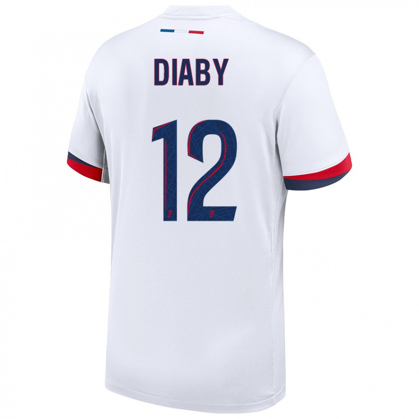 Niño Camiseta Ibrahima Diaby #12 Blanco Azul Rojo 2ª Equipación 2024/25 La Camisa Chile