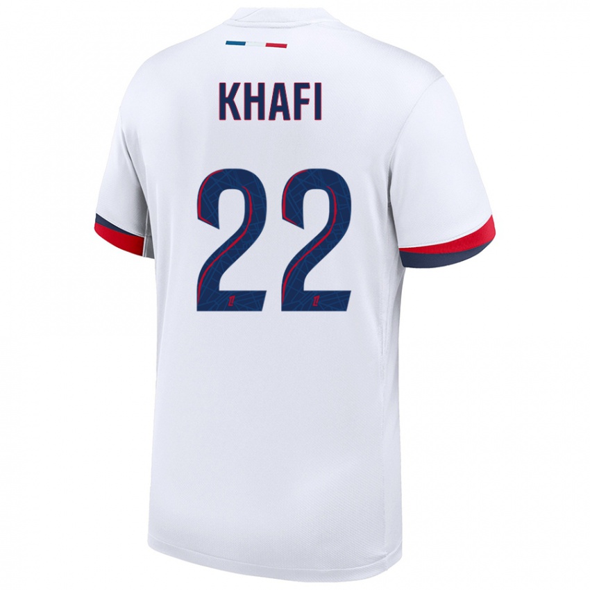 Niño Camiseta Yanis Khafi #22 Blanco Azul Rojo 2ª Equipación 2024/25 La Camisa Chile