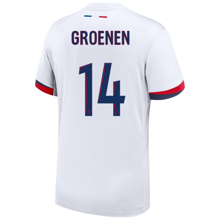 Niño Camiseta Jackie Groenen #14 Blanco Azul Rojo 2ª Equipación 2024/25 La Camisa Chile