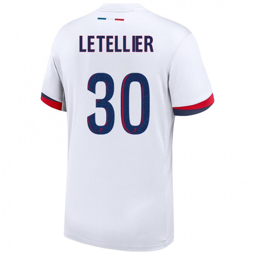 Niño Camiseta Alexandre Letellier #30 Blanco Azul Rojo 2ª Equipación 2024/25 La Camisa Chile