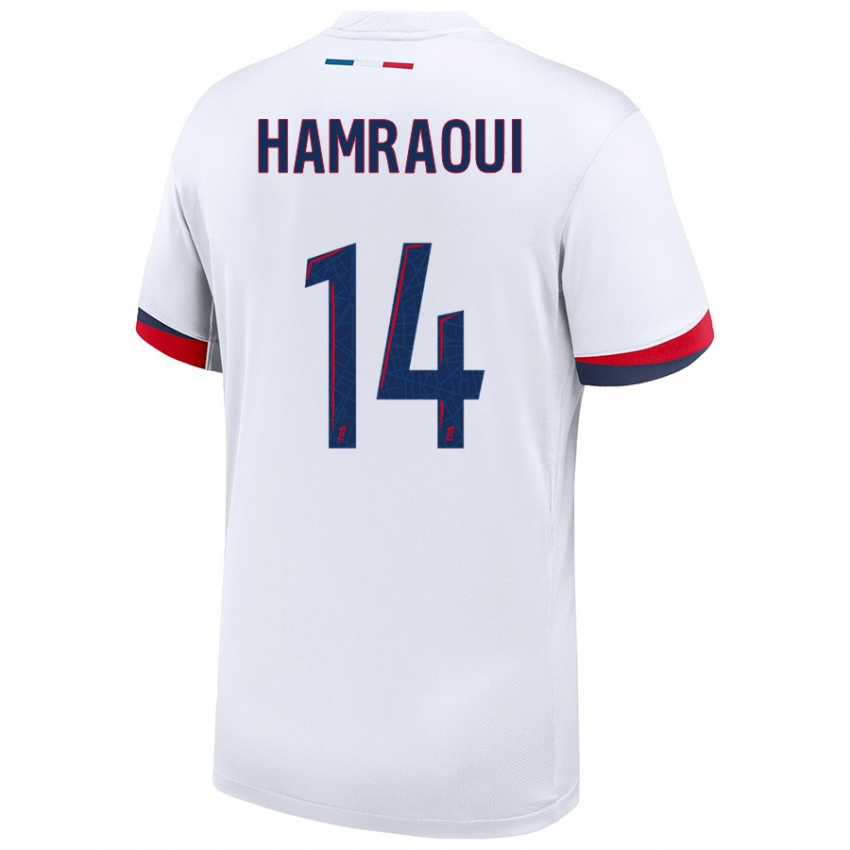 Niño Camiseta Kheira Hamraoui #14 Blanco Azul Rojo 2ª Equipación 2024/25 La Camisa Chile