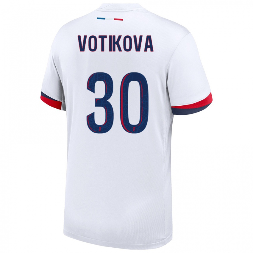 Niño Camiseta Barbora Votikova #30 Blanco Azul Rojo 2ª Equipación 2024/25 La Camisa Chile