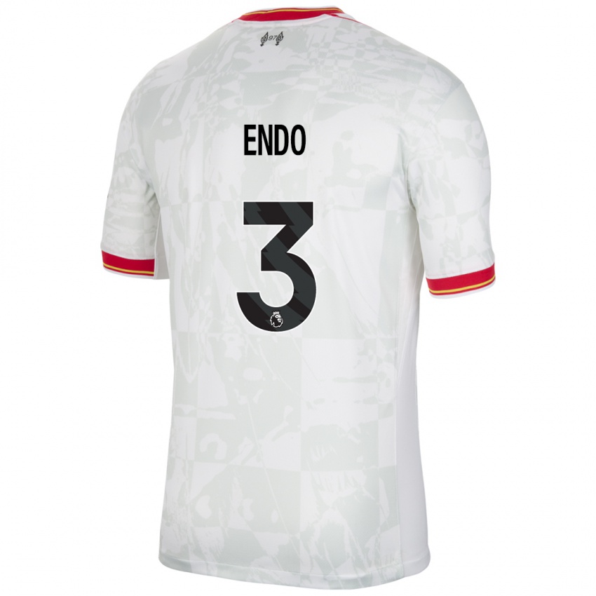 Niño Camiseta Wataru Endo #3 Blanco Rojo Negro Equipación Tercera 2024/25 La Camisa Chile