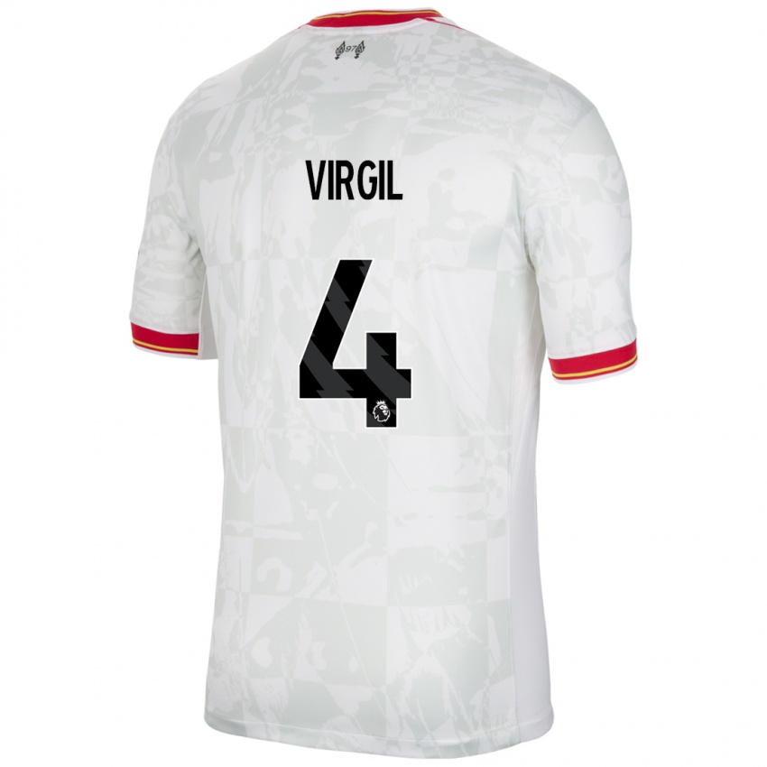 Niño Camiseta Virgil Van Dijk #4 Blanco Rojo Negro Equipación Tercera 2024/25 La Camisa Chile