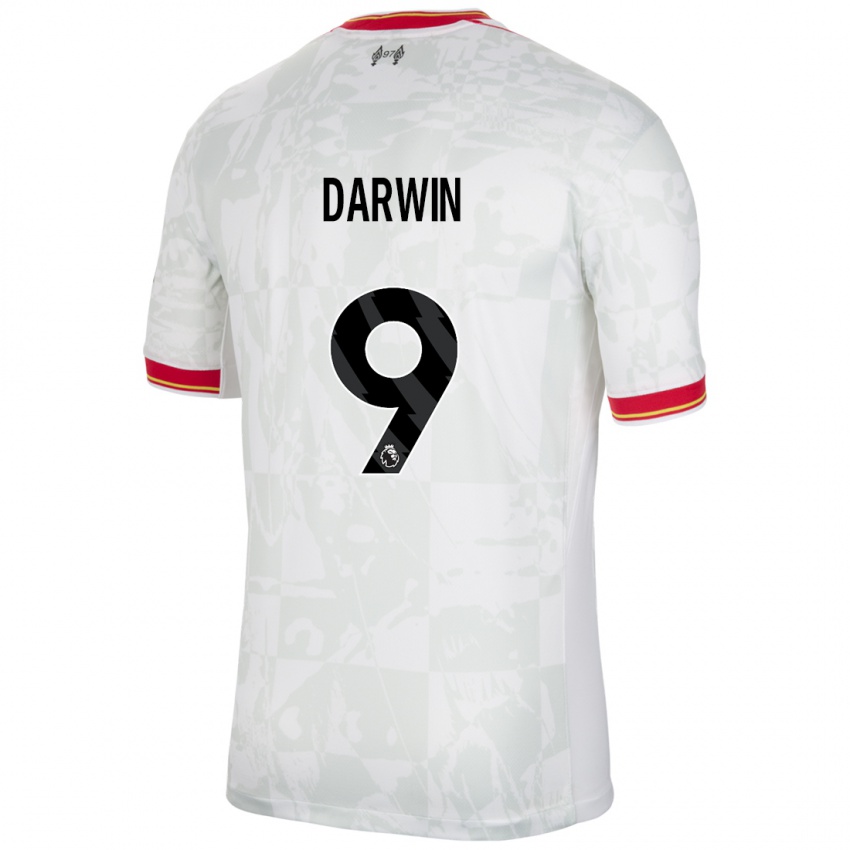 Niño Camiseta Darwin Nunez #9 Blanco Rojo Negro Equipación Tercera 2024/25 La Camisa Chile