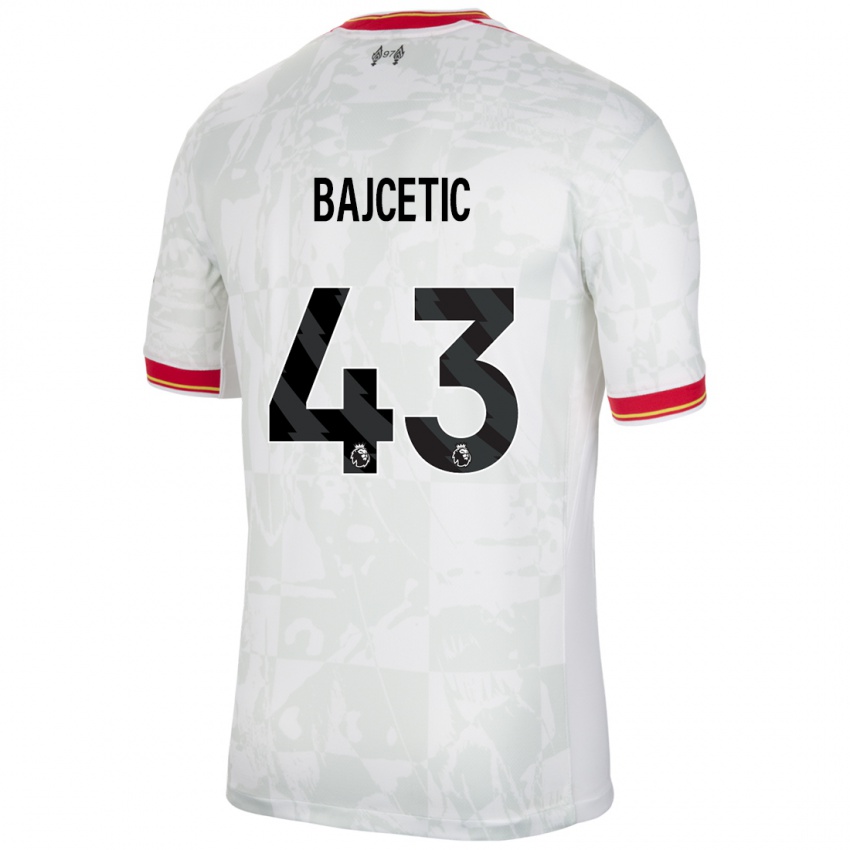 Niño Camiseta Stefan Bajcetic #43 Blanco Rojo Negro Equipación Tercera 2024/25 La Camisa Chile