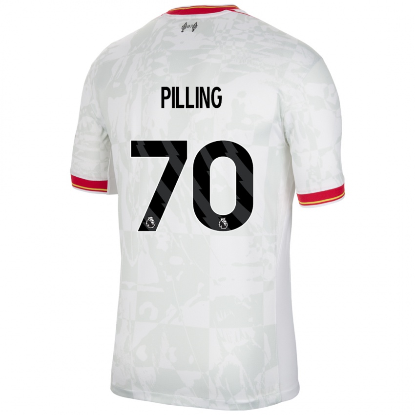 Niño Camiseta Tommy Pilling #70 Blanco Rojo Negro Equipación Tercera 2024/25 La Camisa Chile