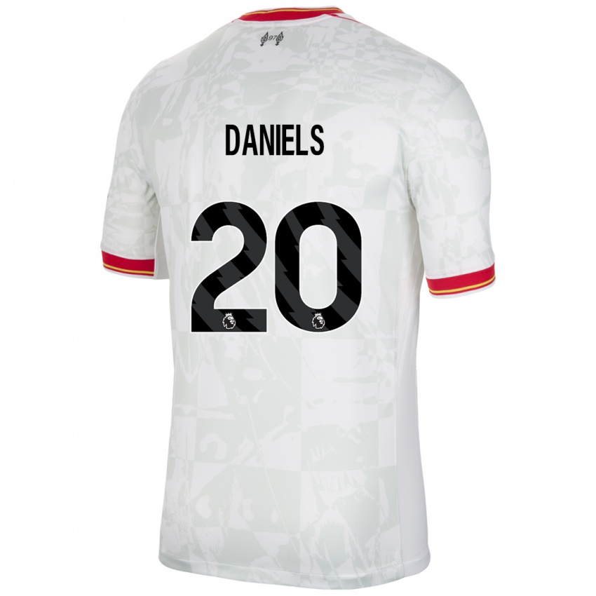 Niño Camiseta Yana Daniels #20 Blanco Rojo Negro Equipación Tercera 2024/25 La Camisa Chile