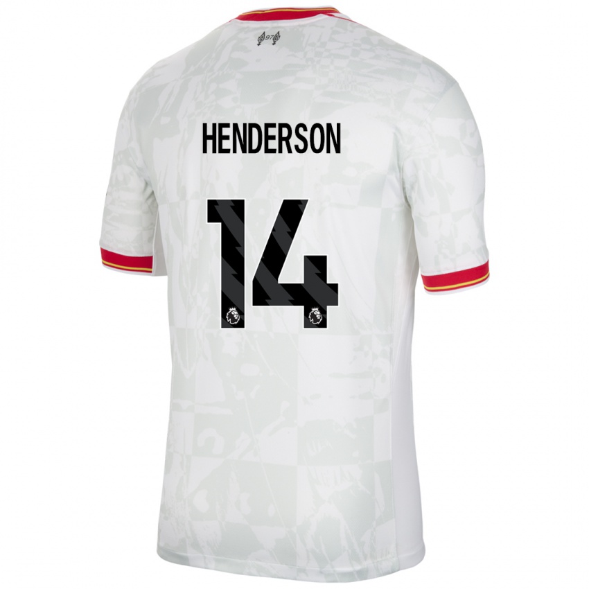 Niño Camiseta Henderson #14 Blanco Rojo Negro Equipación Tercera 2024/25 La Camisa Chile