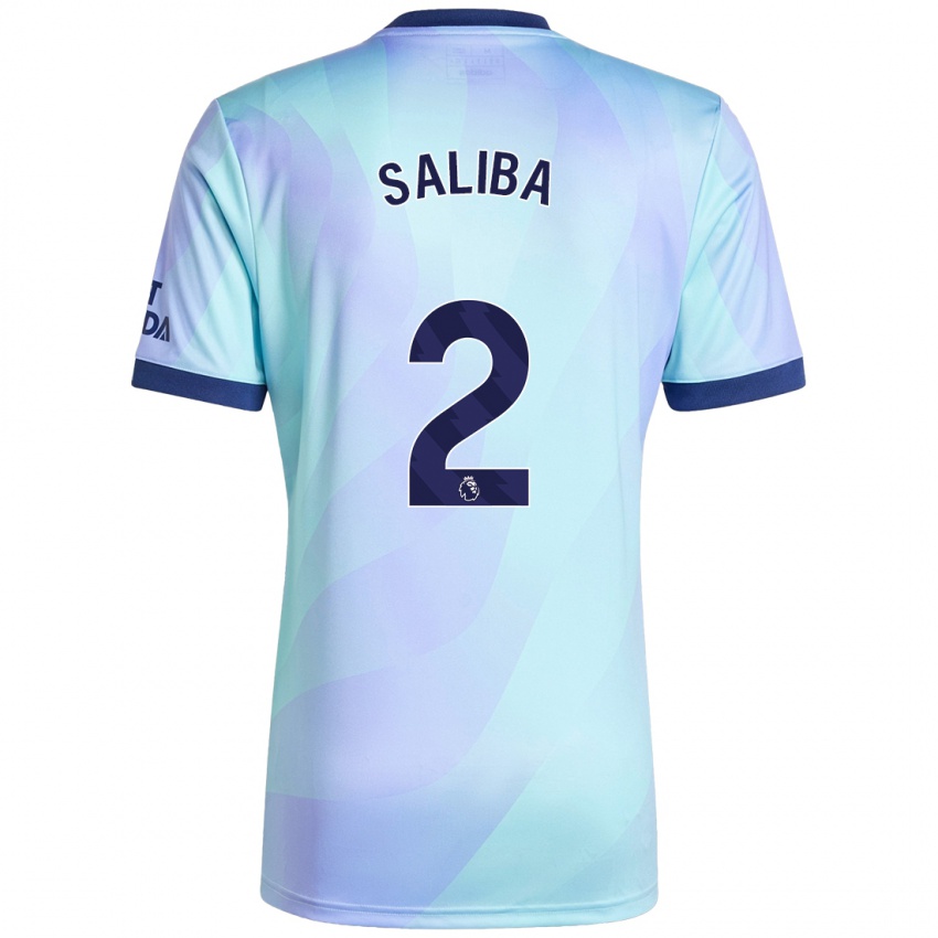 Niño Camiseta William Saliba #2 Agua Equipación Tercera 2024/25 La Camisa Chile