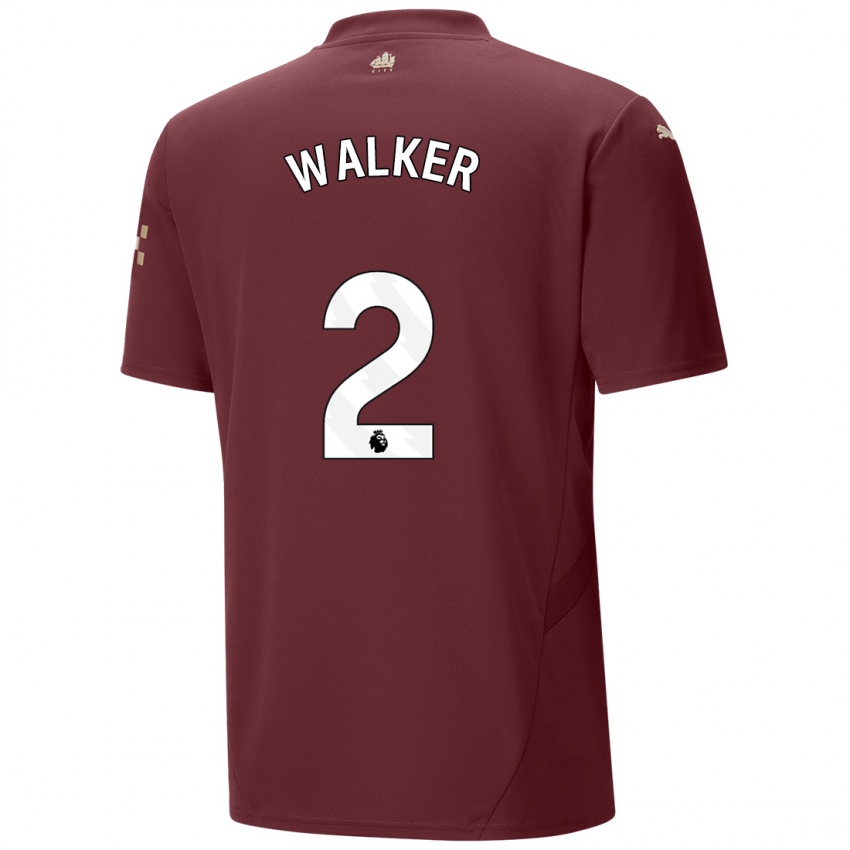 Niño Camiseta Kyle Walker #2 Granate Equipación Tercera 2024/25 La Camisa Chile