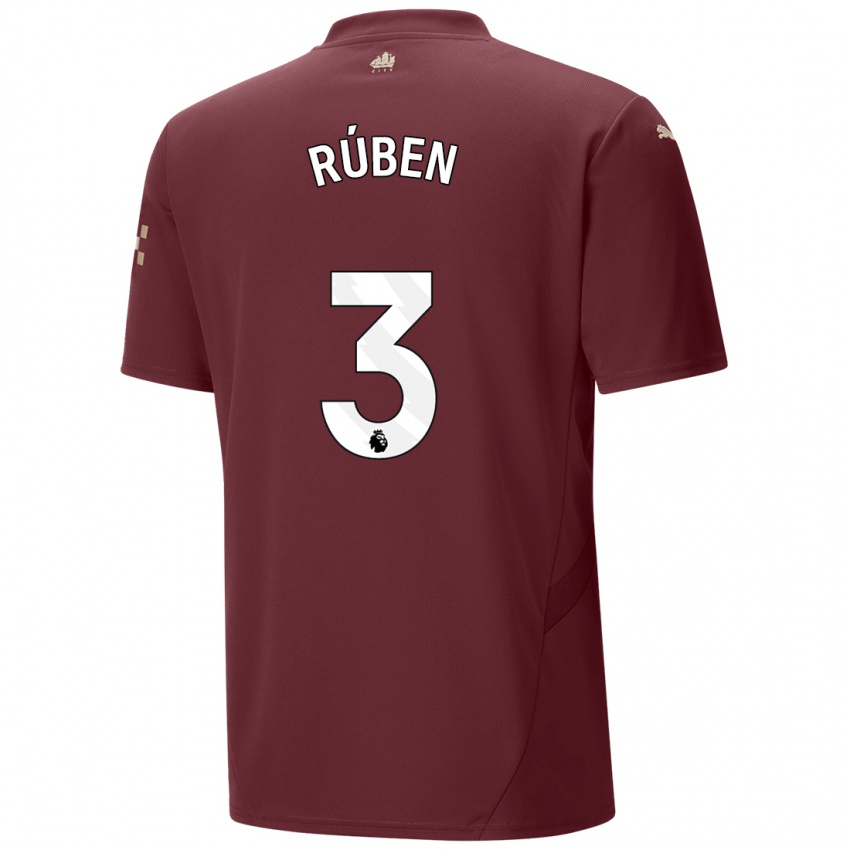 Niño Camiseta Ruben Dias #3 Granate Equipación Tercera 2024/25 La Camisa Chile