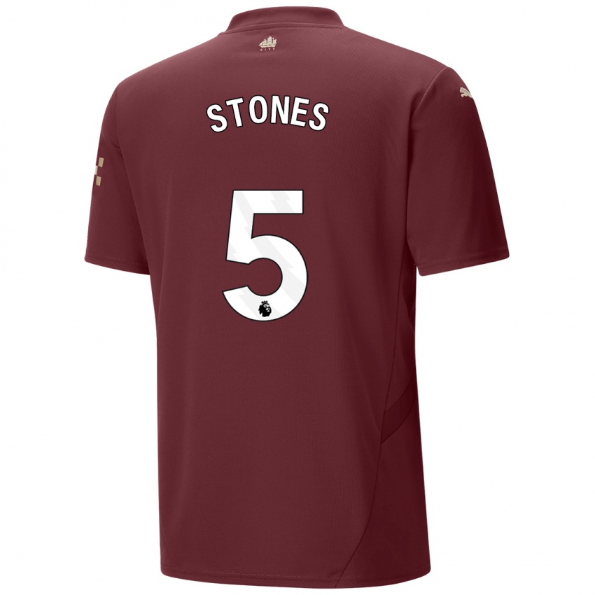 Niño Camiseta John Stones #5 Granate Equipación Tercera 2024/25 La Camisa Chile