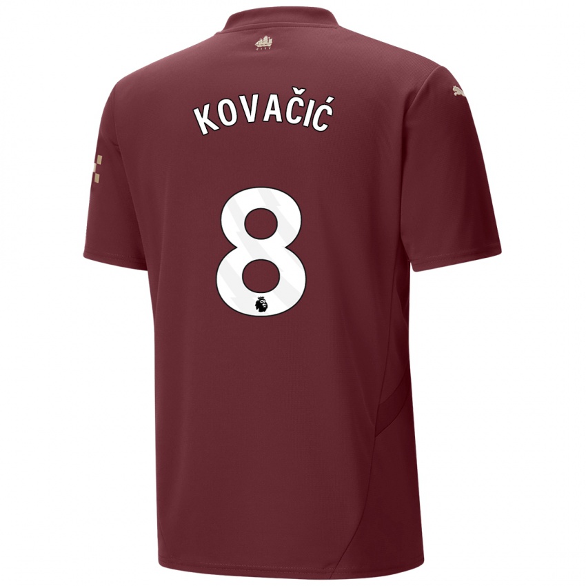 Niño Camiseta Mateo Kovacic #8 Granate Equipación Tercera 2024/25 La Camisa Chile