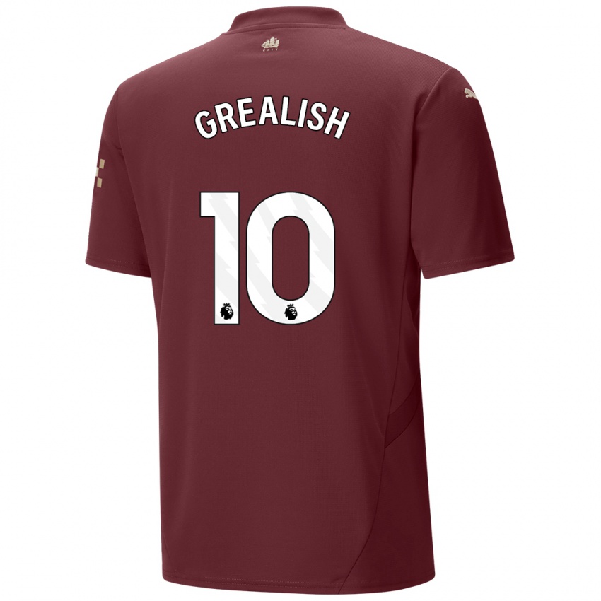 Niño Camiseta Jack Grealish #10 Granate Equipación Tercera 2024/25 La Camisa Chile