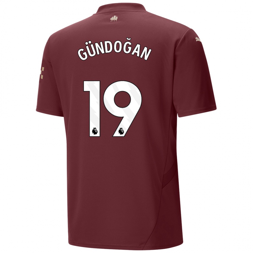 Niño Camiseta Ilkay Gundogan #19 Granate Equipación Tercera 2024/25 La Camisa Chile