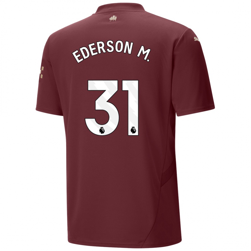 Niño Camiseta Ederson Moraes #31 Granate Equipación Tercera 2024/25 La Camisa Chile