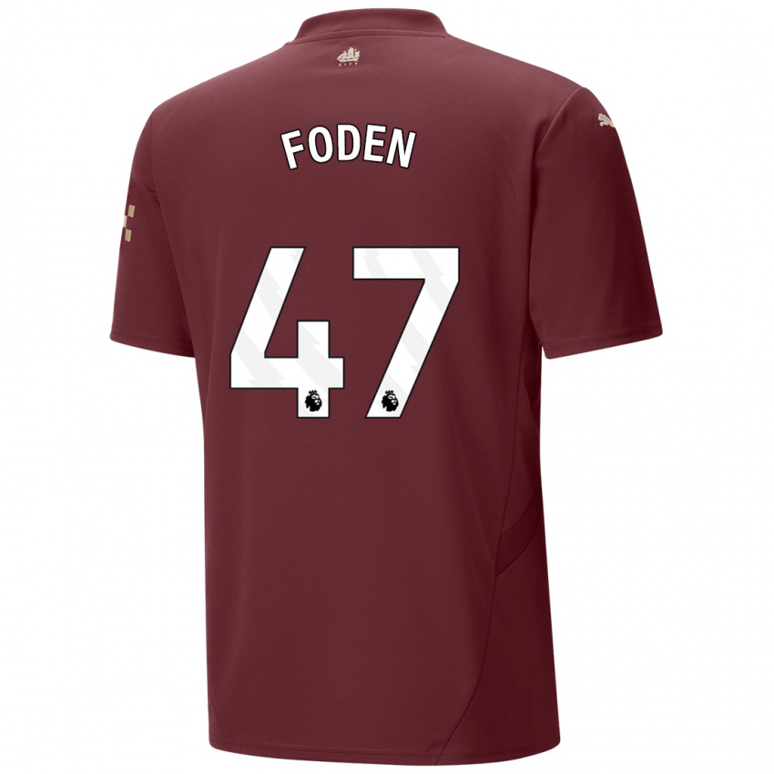 Niño Camiseta Phil Foden #47 Granate Equipación Tercera 2024/25 La Camisa Chile