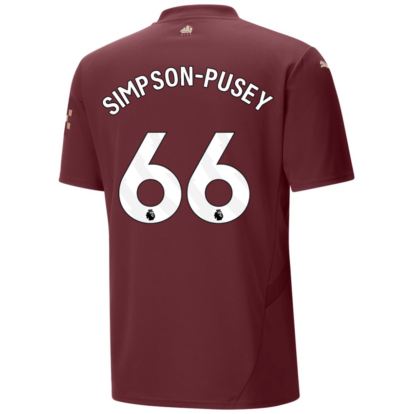 Niño Camiseta Jahmai Simpson-Pusey #66 Granate Equipación Tercera 2024/25 La Camisa Chile