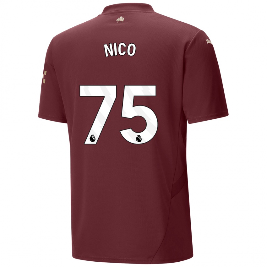 Niño Camiseta Nico O'reilly #75 Granate Equipación Tercera 2024/25 La Camisa Chile