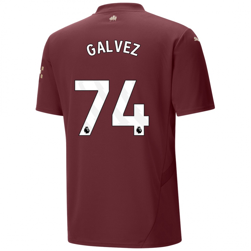 Niño Camiseta Tomas Galvez #74 Granate Equipación Tercera 2024/25 La Camisa Chile