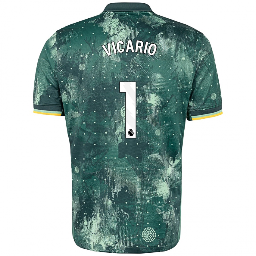 Niño Camiseta Guglielmo Vicario #1 Verde Menta Equipación Tercera 2024/25 La Camisa Chile